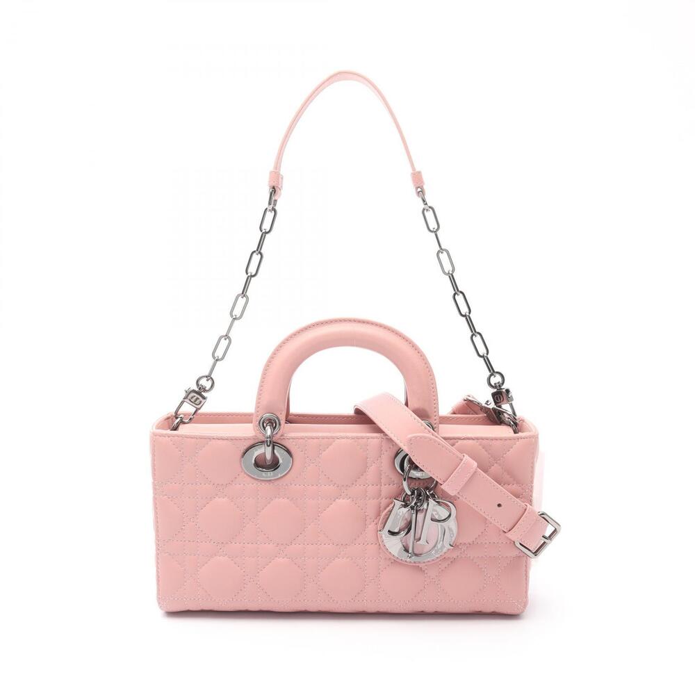 Christian Dior Lady Joy Cannage Handbag Leather Pink